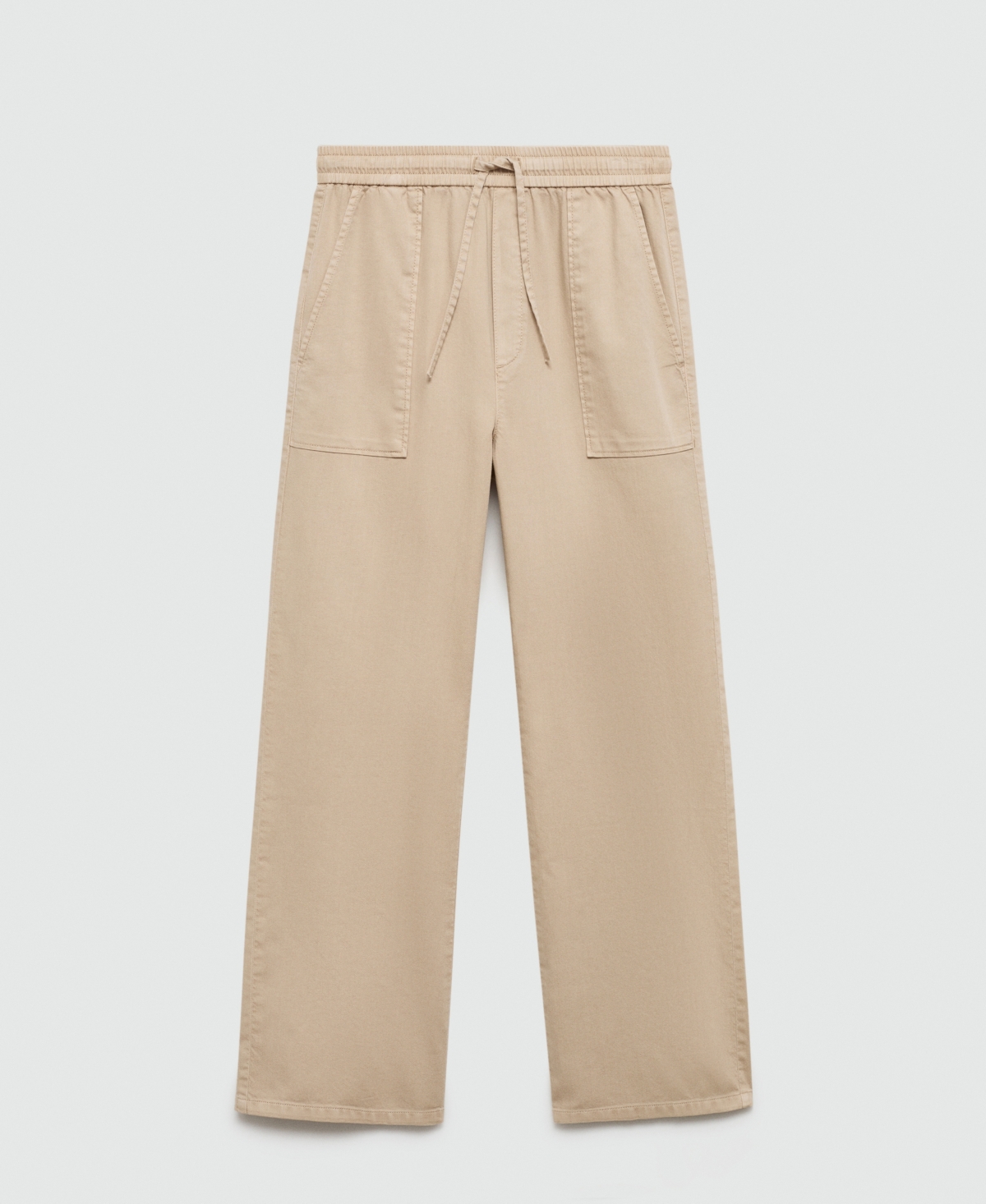 Mango Women's Elastic Waist Cotton Pants In Sand