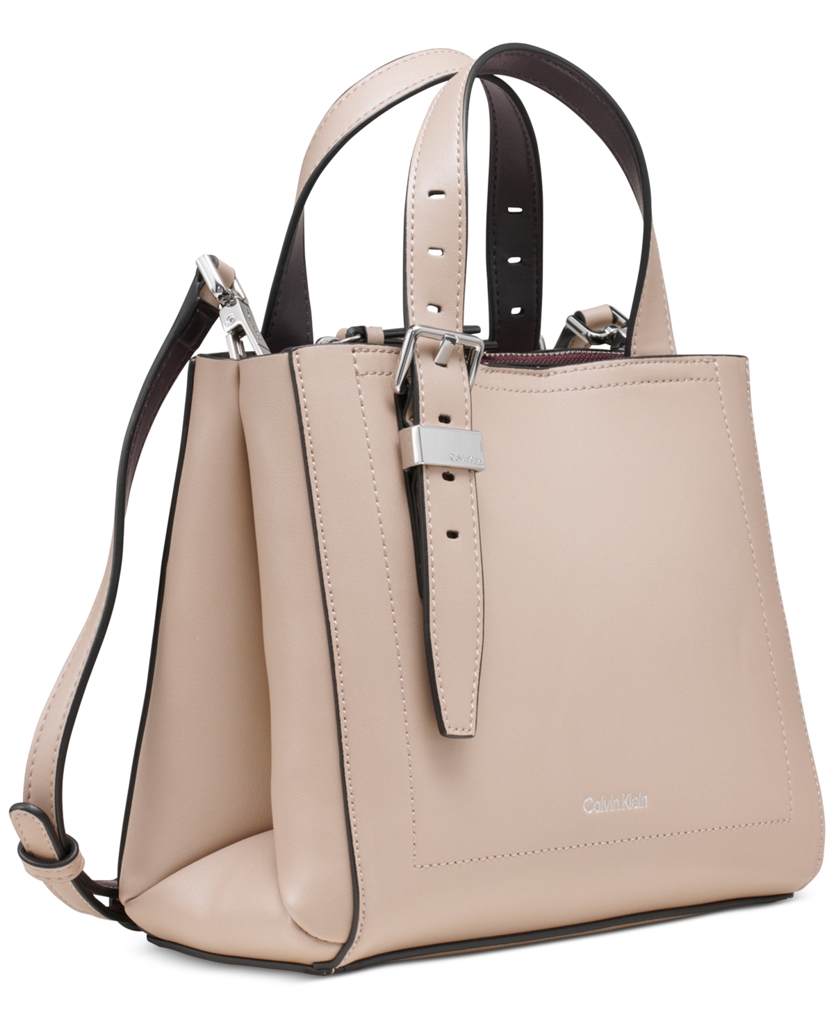Calvin Klein Lowen Triple Compartment Adjustable Crossbody In Silv Mink