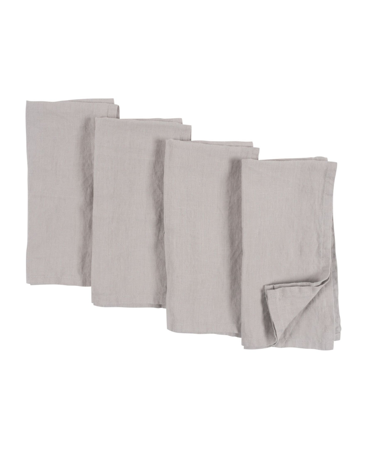 Kaf Home Verona Stonewashed Linen Napkins, Set Of 4 In Light Gray
