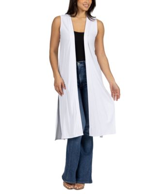 Sleeveless Long with Side Slit Cardigan Vest