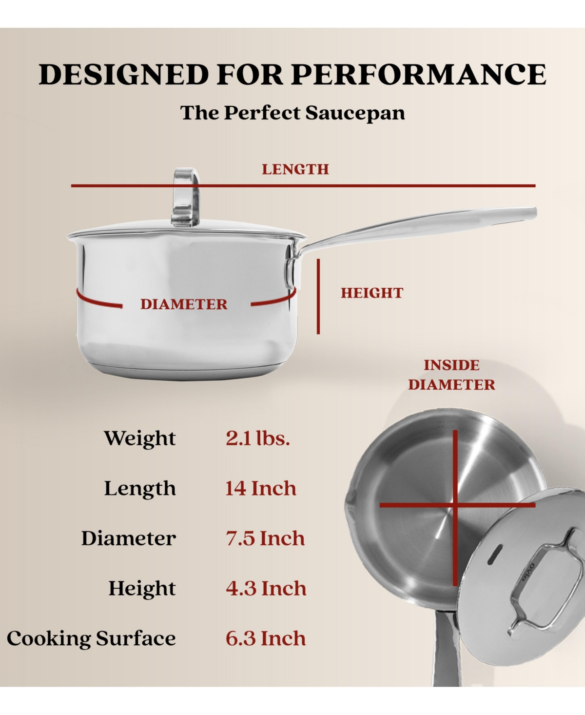 Alva Maestro Stainless Steel Saucepan 2 Qt, 6.3