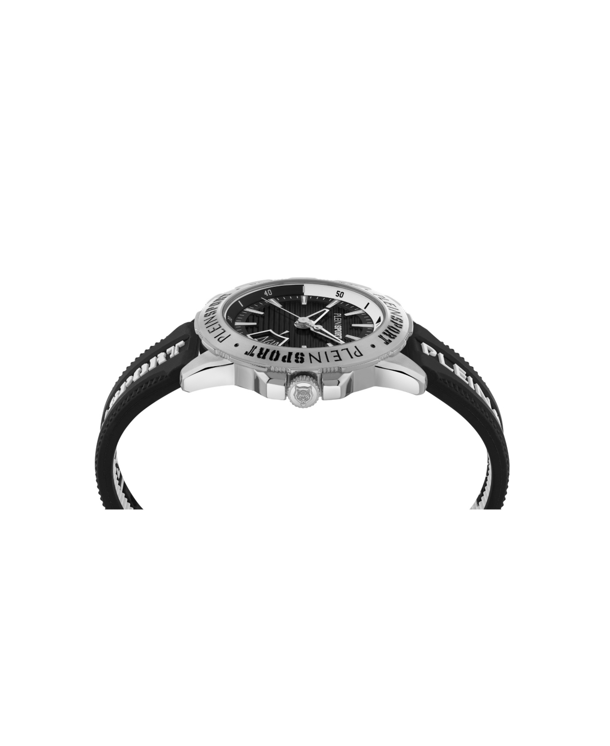 Plein Sport Sporty Black Silicone Watch With Enamel Dial In Black