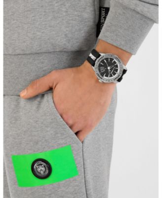 Plein Sport Men's 3 Hand Date Quartz Black Silicone Strap 44mm