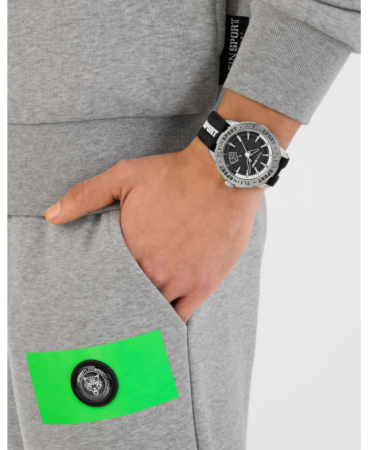 Plein Sport Sporty Black Silicone Watch With Enamel Dial In Black