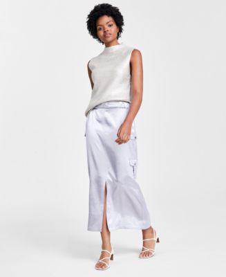 Women's front slit Washed Cotton Midi Cargo Skirt main image 0