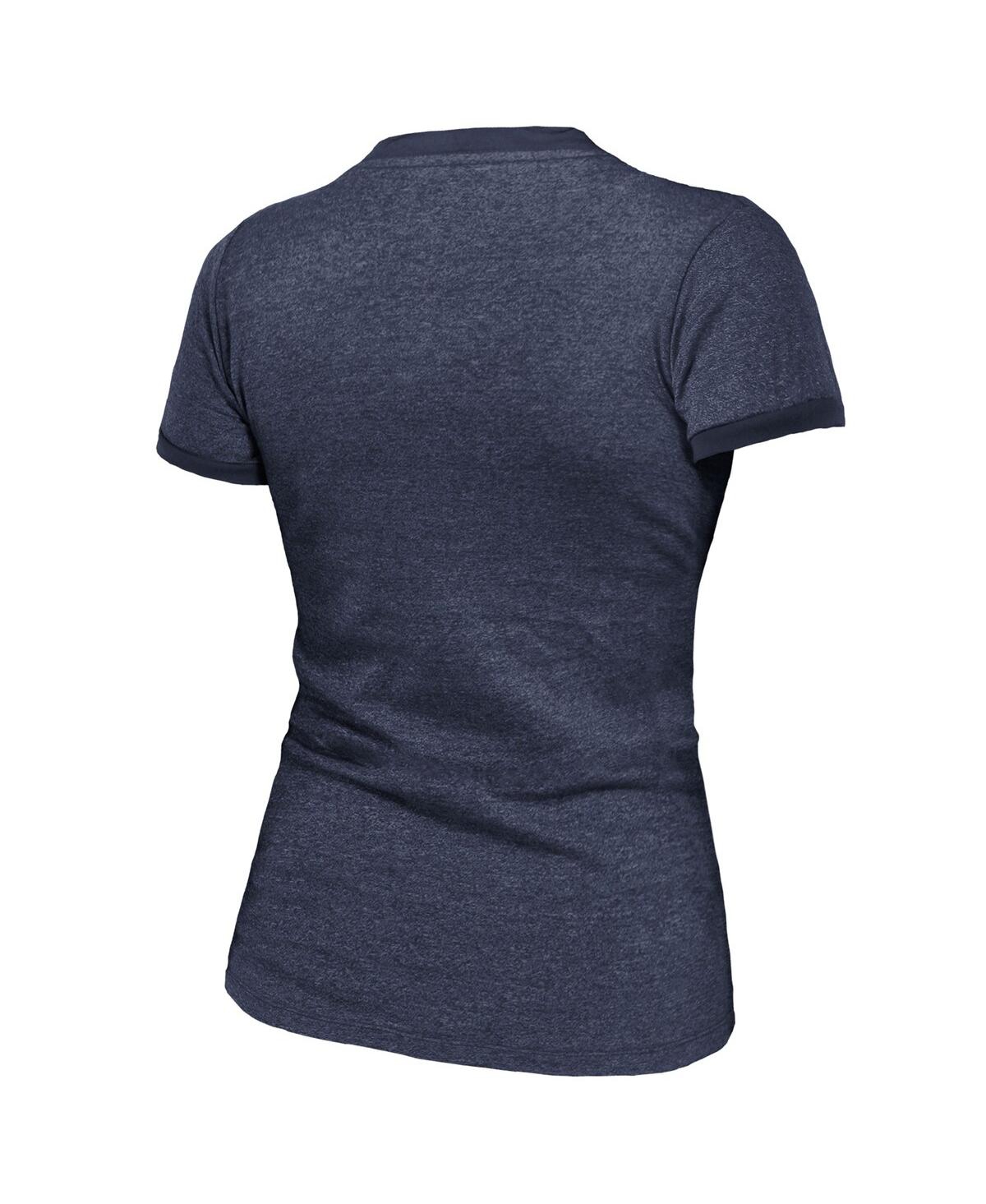 MAJESTIC WOMEN'S NAVY FLORIDA PANTHERS 2024 STANLEY CUP CHAMPIONS TRI-BLEND RINGER T-SHIRT 
