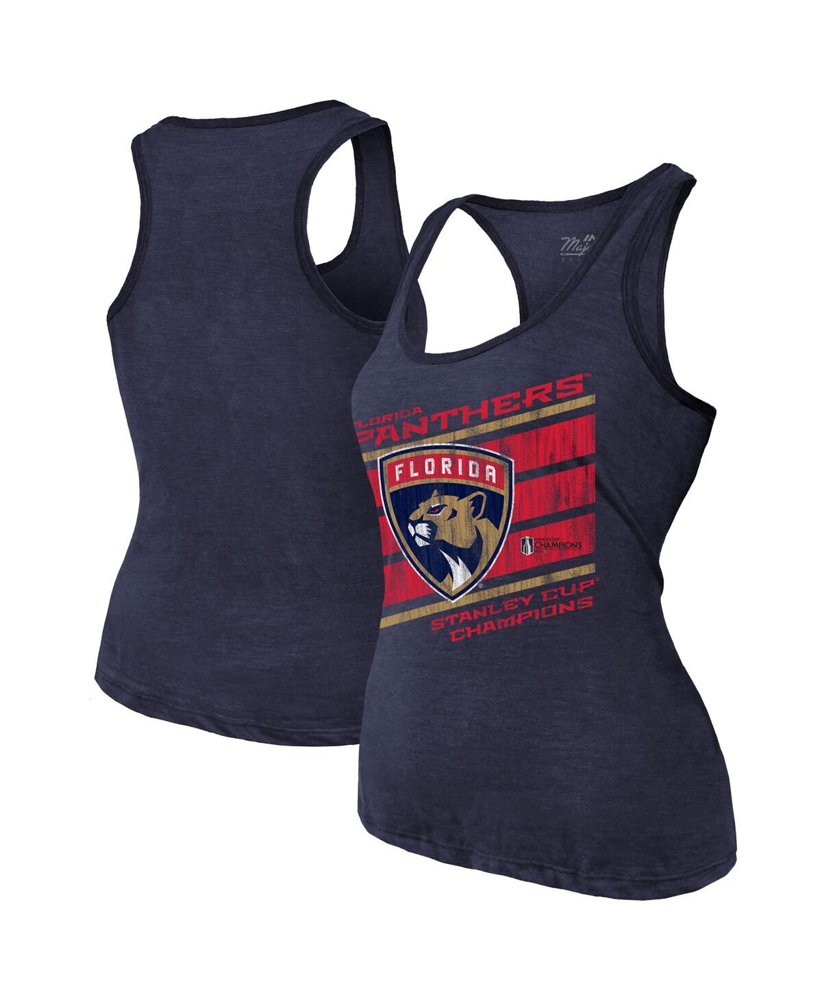 Women's Navy Florida Panthers 2024 Stanley Cup Champions Tri-Blend Racerback Tank Top - Navy