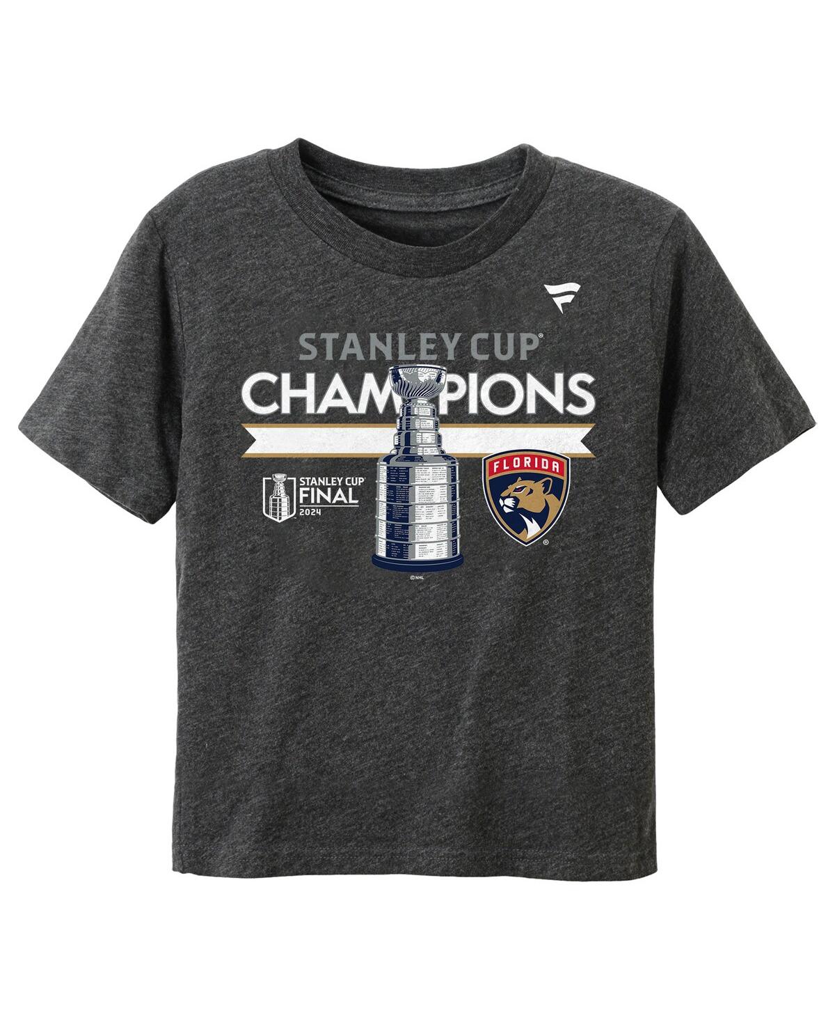 Fanatics Preschool Heather Charcoal Florida Panthers 2024 Stanley Cup Champions Locker Room T-shirt In Heather Charcoal