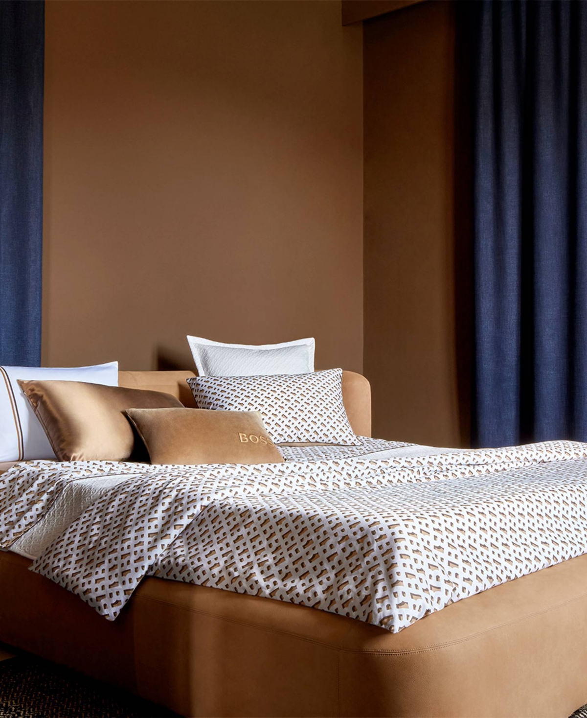 Boss Home By Hugo Boss B Monogram Duvet Cover, Full/queen In Brown