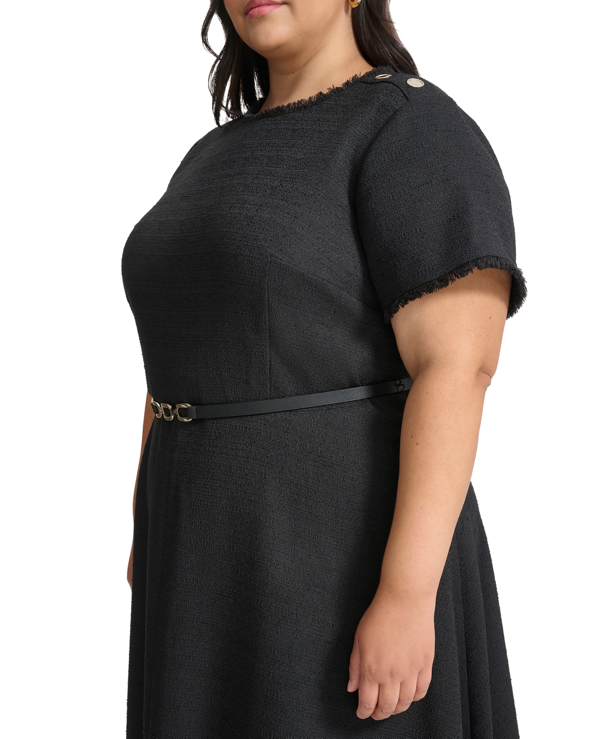 Tommy Hilfiger Plus Size Fringe-Trim Belted Fit & Flare Dress