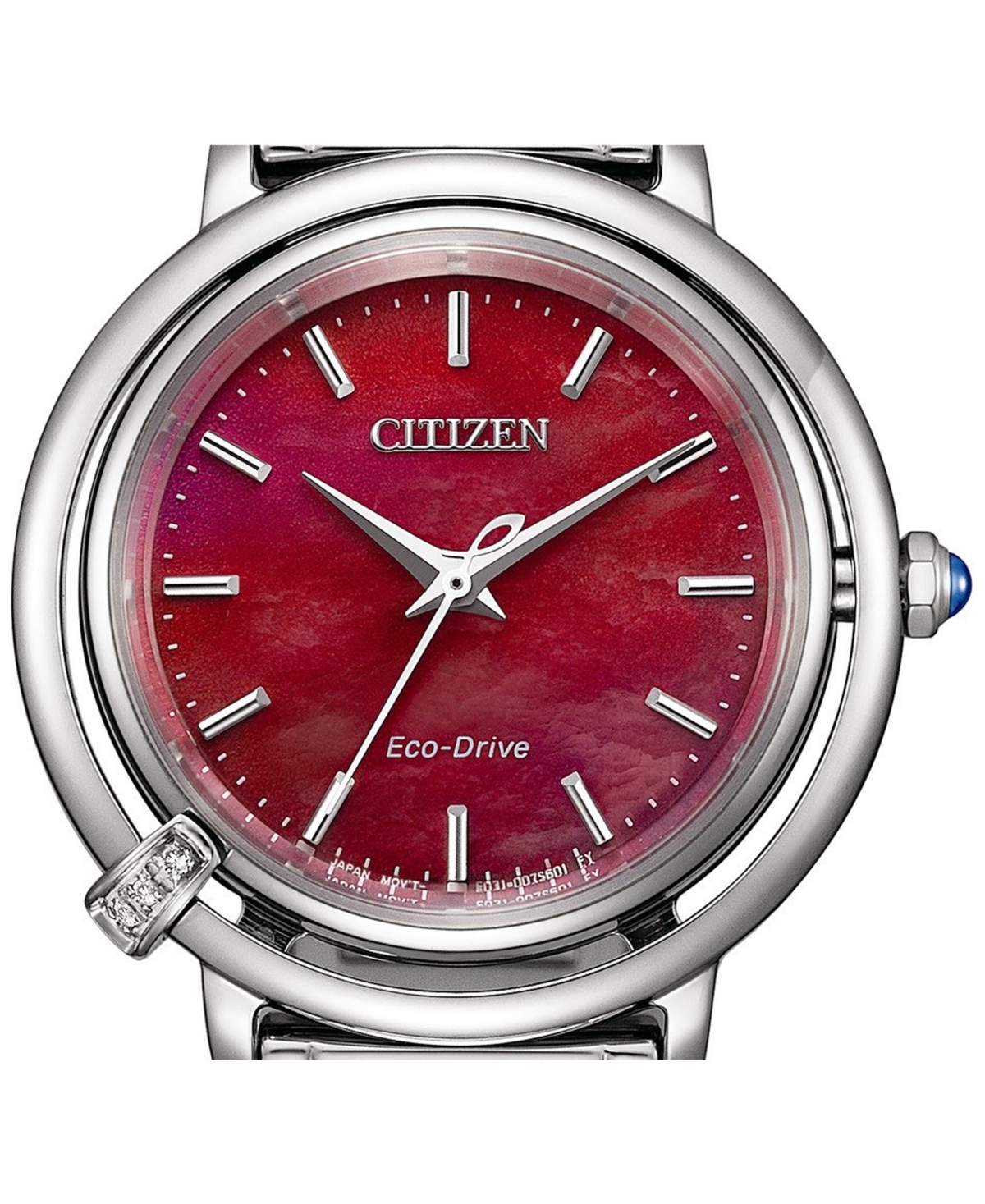 Citizen Womens Diamond Accent Silver Tone Stainless Steel Bracelet Watch Em1091-67x In No Color