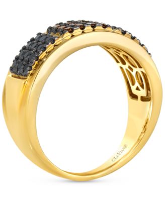 Chocolatier&reg; Men's Chocolate Diamond & Blackberry Diamond Triple Cluster Ring (5/8 ct. t.w.) in 14k Gold