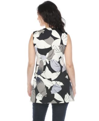 Women's Pleated Front Sleeveless Tunic Top