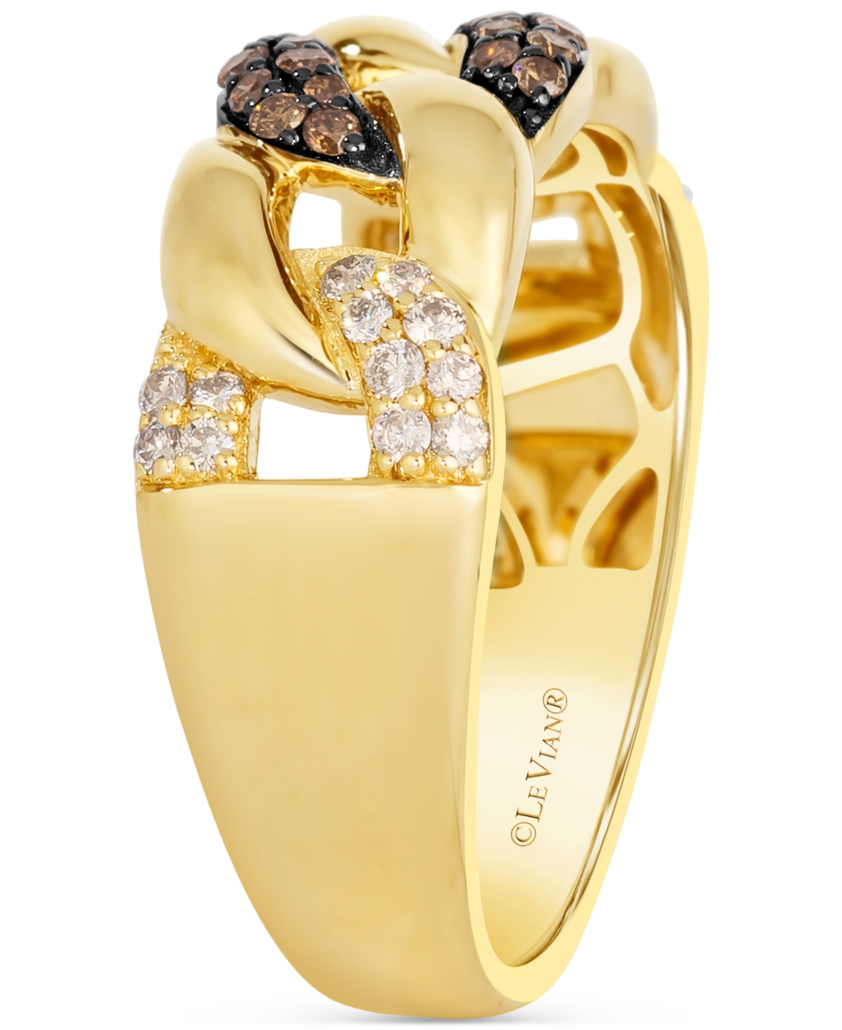 Le Vian Men's Nude Diamond & Chocolate Diamond Chain Link Ring (1/2 Ct. T.w.) In 14k Gold In No Color