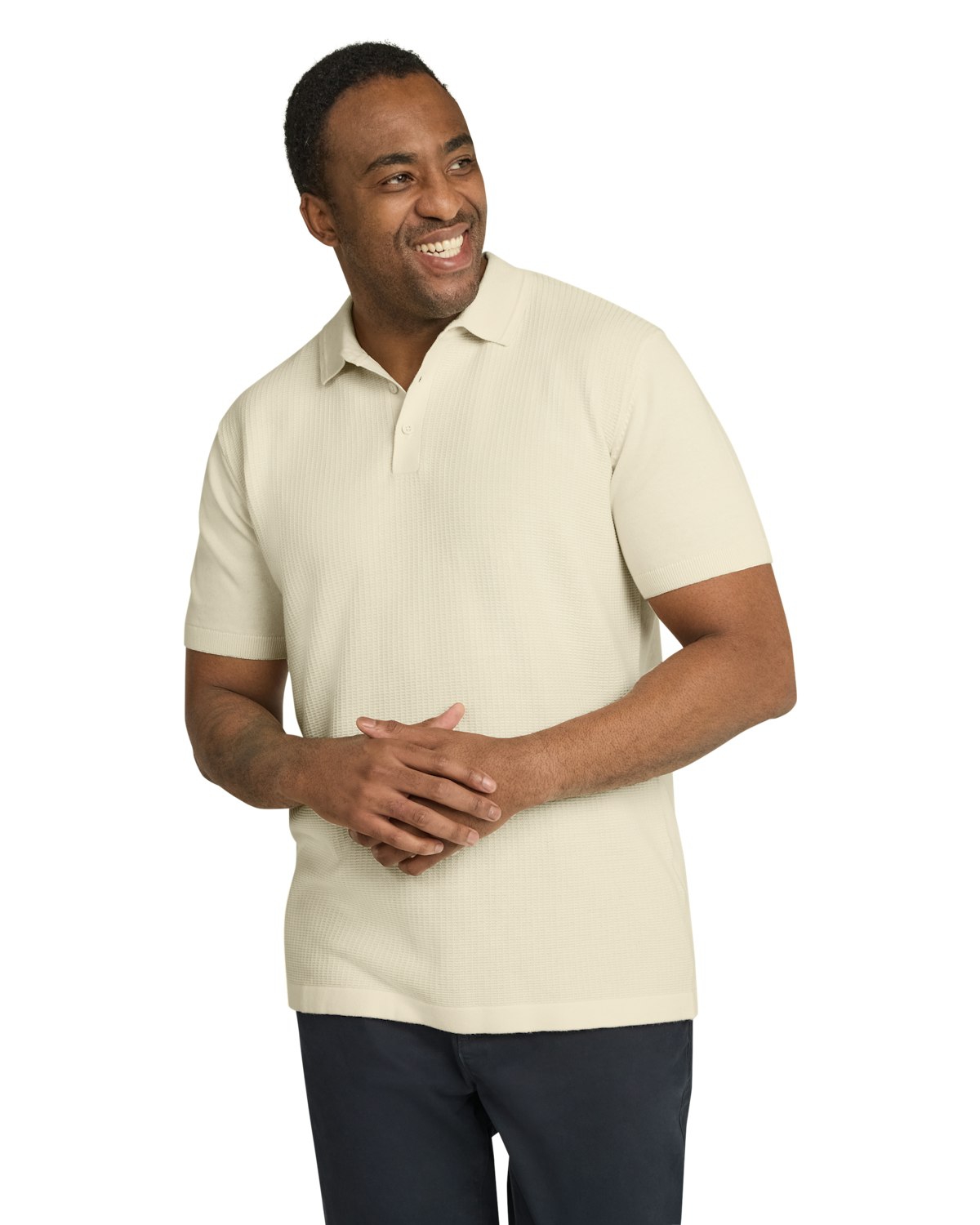 Big & Tall Myles Knitted Polo - Ecru