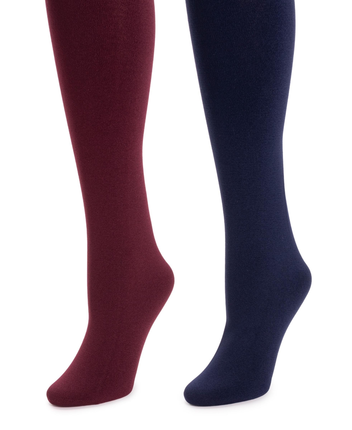 Women's 2 Pair Pack Fleece Lined Tights, Navy/Burgundy, S/M - Navy/burgundy