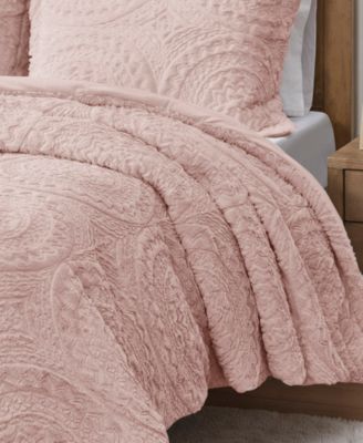 Arya Embroidered Medallion Faux Fur 3-Pc. Comforter Set, King/California King