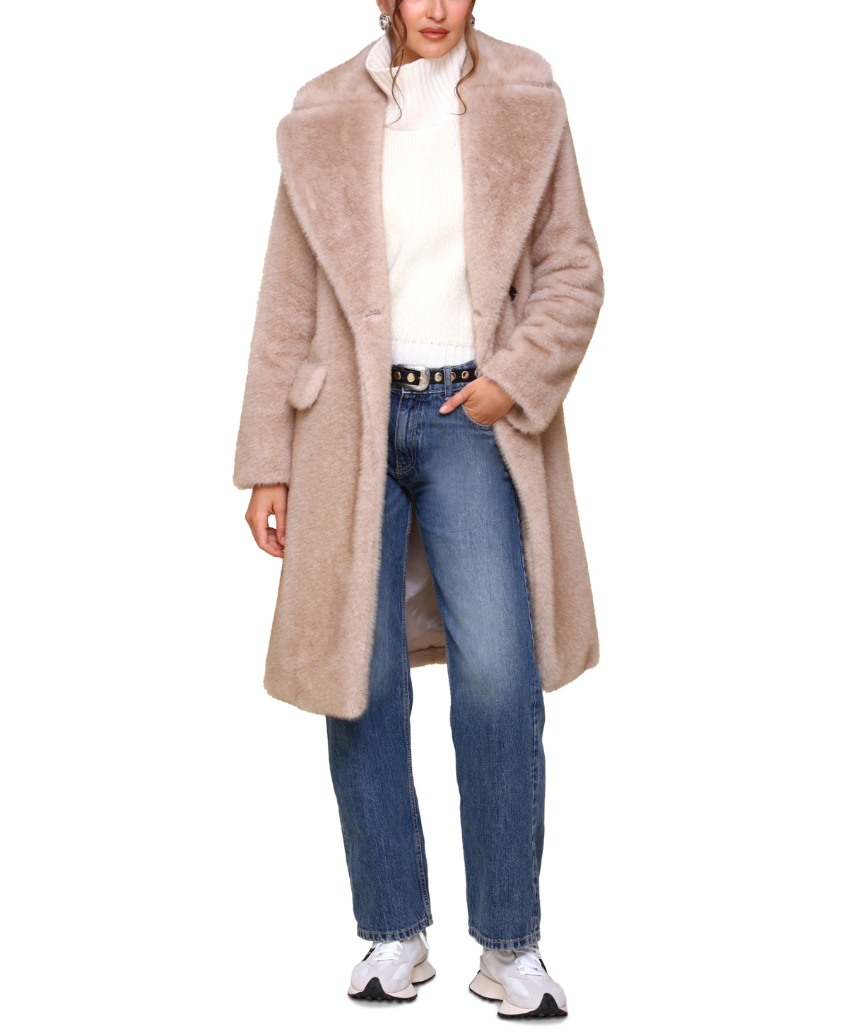 Avec Les Filles Women's Notched-Collar Faux-Fur Coat
