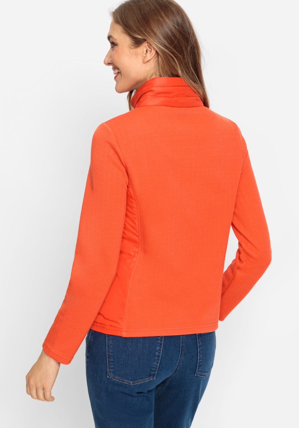 Olsen Long Sleeve Mixed Media Jacket