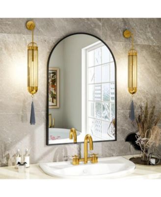 Arched Wall Mounted Mirror 24"x36" in Black