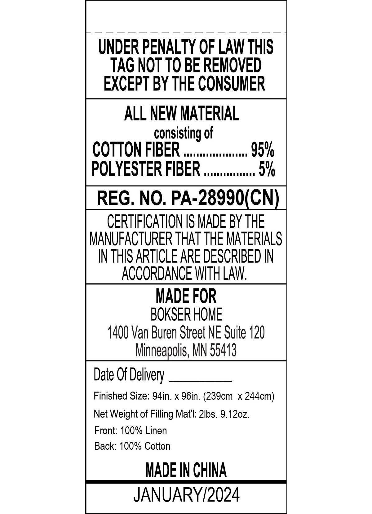 Bokser Home French Linen 3pc Quilt & Sham Set - Xl