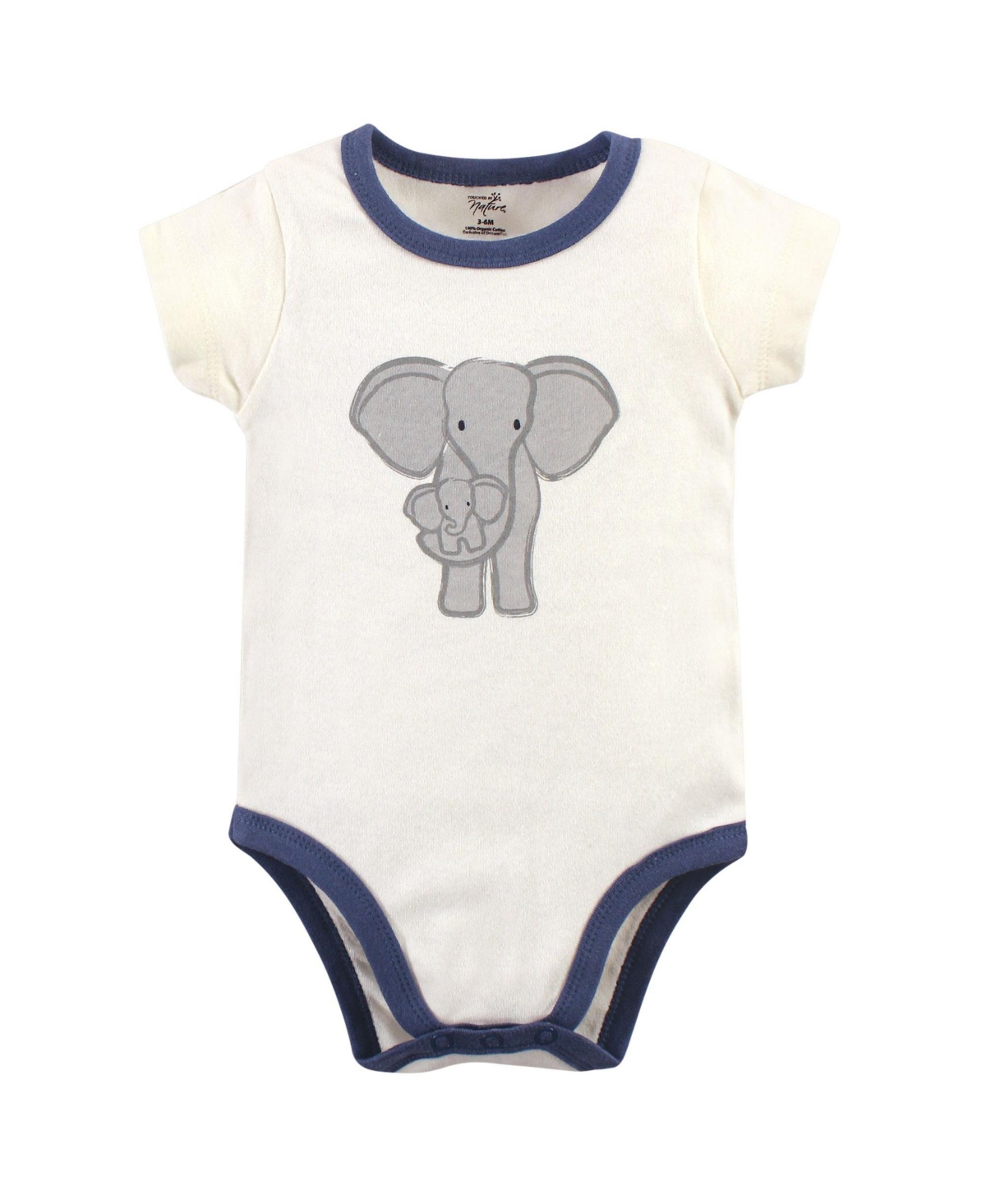 Touched by Nature Baby Boys Baby Unisex Organic Cotton Hoodie, Bodysuit or Tee Top, and Pant,- Print elephant