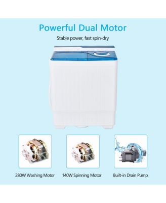 Portable Semi-automatic Washing Machine 26 lbs Twin Tub Laundry Washer Blue