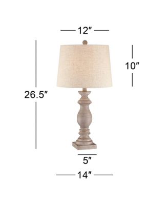 Regency Traditional Table Lamps 26 1/2" High Set of 2 Beige Washed Fabric Tapered Drum Shade for Bedroom Living Room Bedside Nightstand