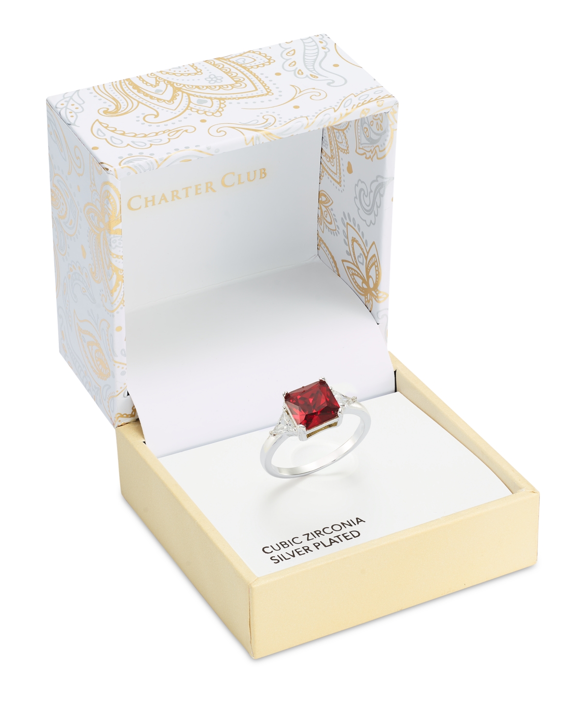 Charter ClubTone Triangle & Color Square Cubic Zirconia Ring, Created for Macy's - Silver
