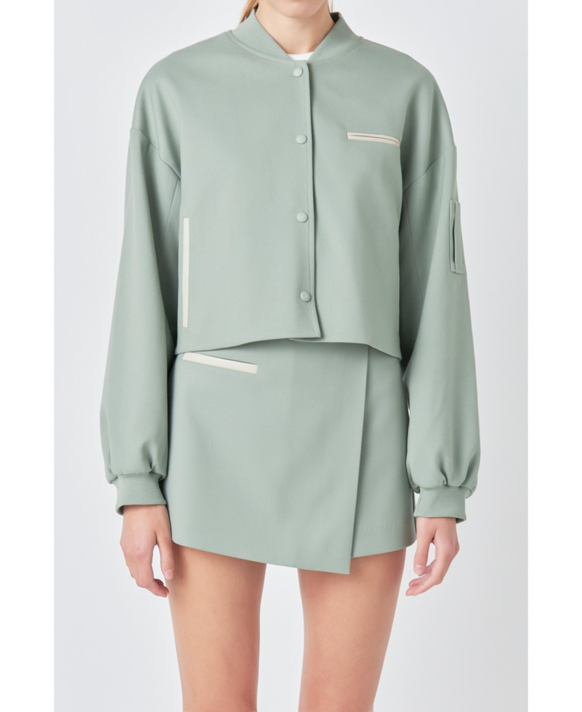 Women's Cropped Bomber Jacket - Sage