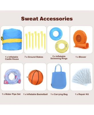 7-in-1 Inflatable Dual Slide Water Park Bounce House With 680W Blower