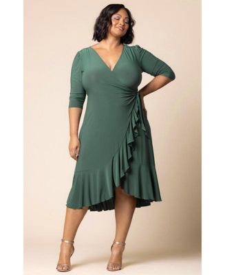Plus Size Whimsy Ruffled Midi Wrap Dress