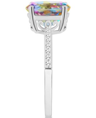 Mystic Topaz (3-5/8 ct. t.w.) & Diamond (1/10 ct. t.w.) Oval Solitaire Ring in Sterling Silver (Also in Pink Topaz)