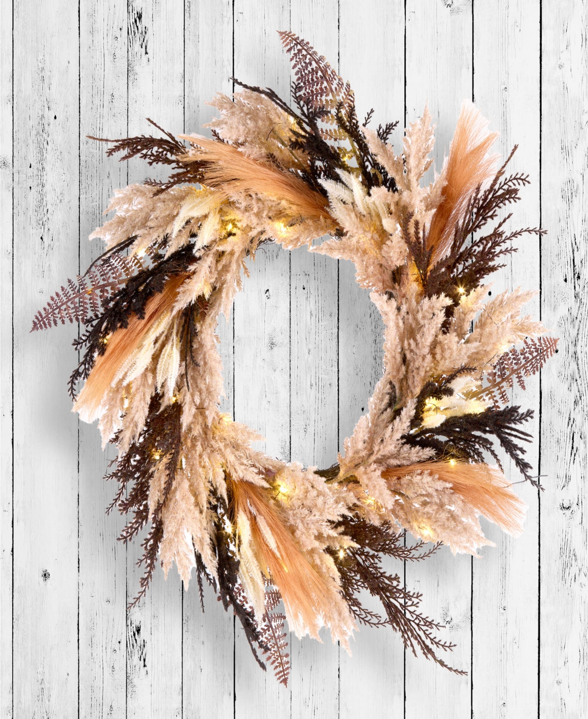 National Tree Company Orange & Black Pampas Wreath, 26 Inches In Black