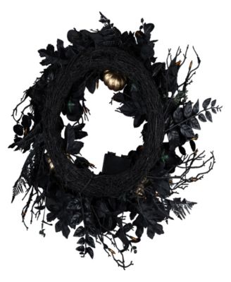 National Tree Company Chic Eek Black & Gold Wreath, 24 Inches