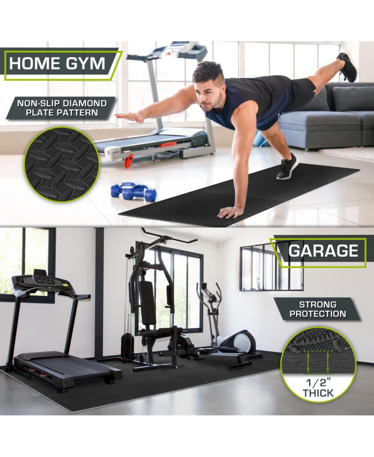 ProsourceFit Exercise Puzzle Mat 1/2-in, 144 Sq Ft - 36 Tiles - Black