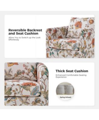 Modern Fabian Slipcovered Swivel Chair with Removable Slipcover