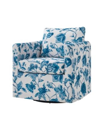 Modern Fabian Slipcovered Swivel Chair with Removable Slipcover