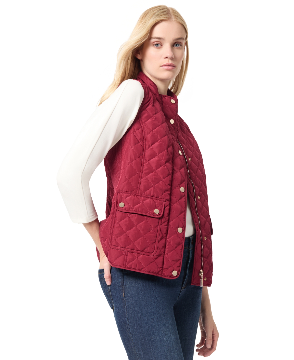 Jones New York Petite Quilted Mock-Neck Puffer Vest