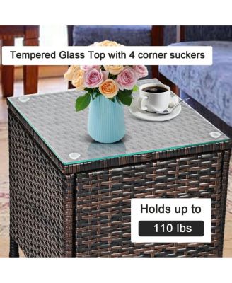 3 Pieces Ergonomic Wicker Patio Conversation Set-Navy