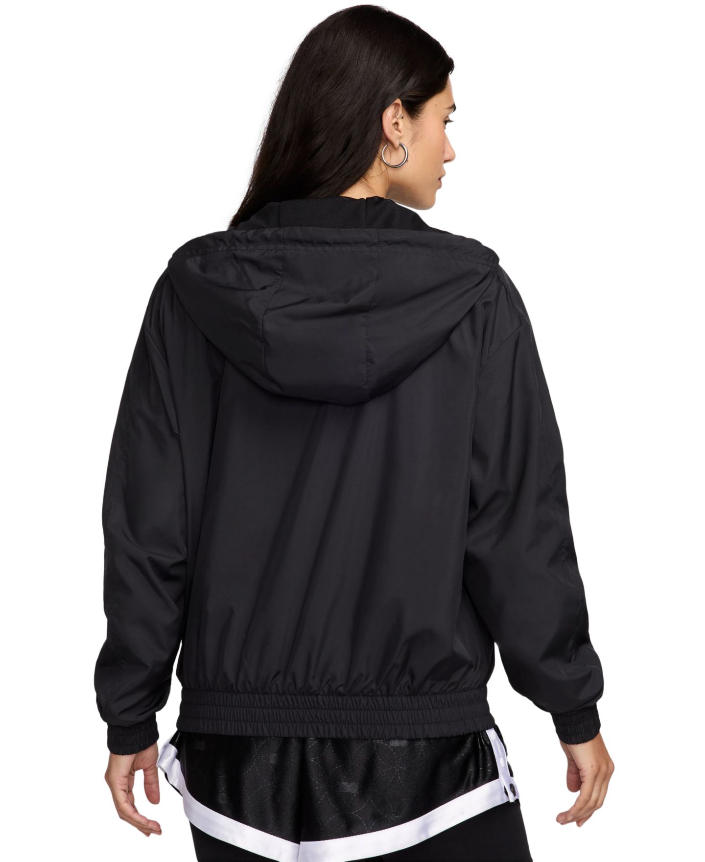Женская куртка Nike Sportswear Classic Zip-Front Hooded, цвет: Чёрный / Белый — фото 5