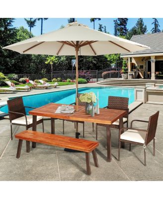 Rectangular Acacia Wood Rustic Dining Furniture Table