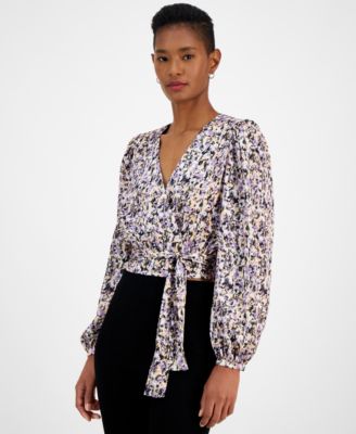 BOSS Orange - Women's Banella Abstract-Print Tie-Hem Top