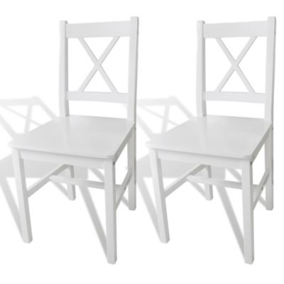 Dining Chair Set of 2 White Solid Pine Wood 33.1 inches tall