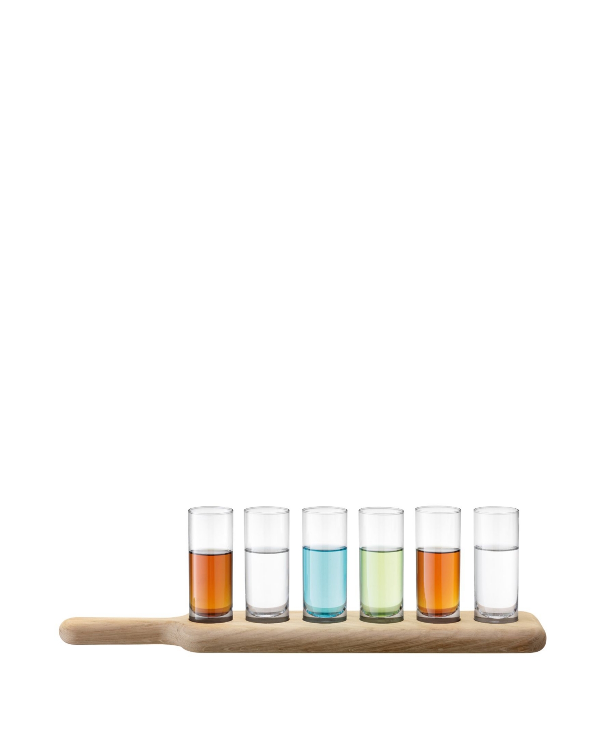 Lsa International Paddle Shot Set Oak Paddle Clear, 3.5oz In Clear Glass And Ash Paddle