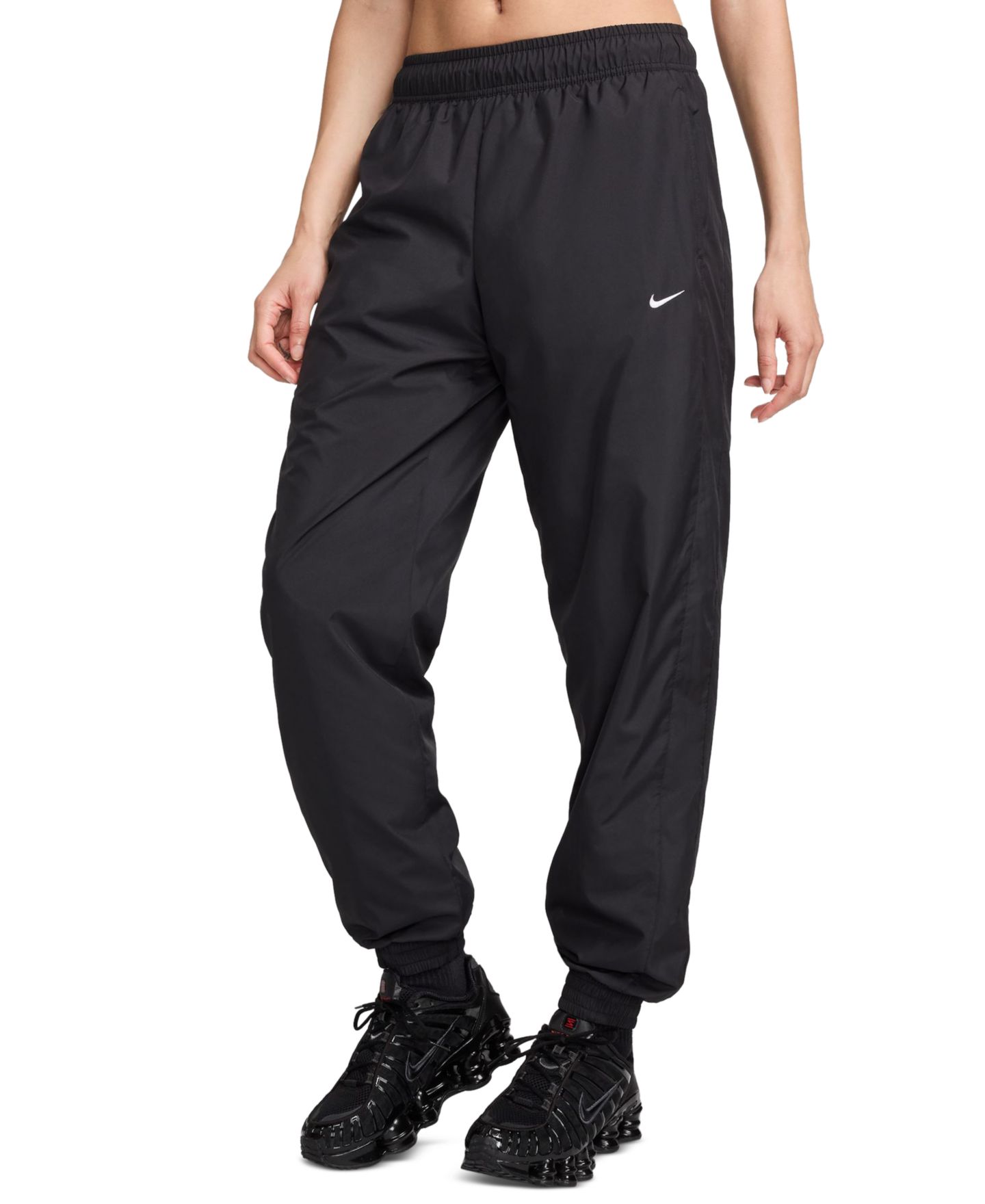 Женские брюки Nike Sportswear Classic Woven Mid-Rise Jogger, цвет: Чёрный / Белый — фото 1