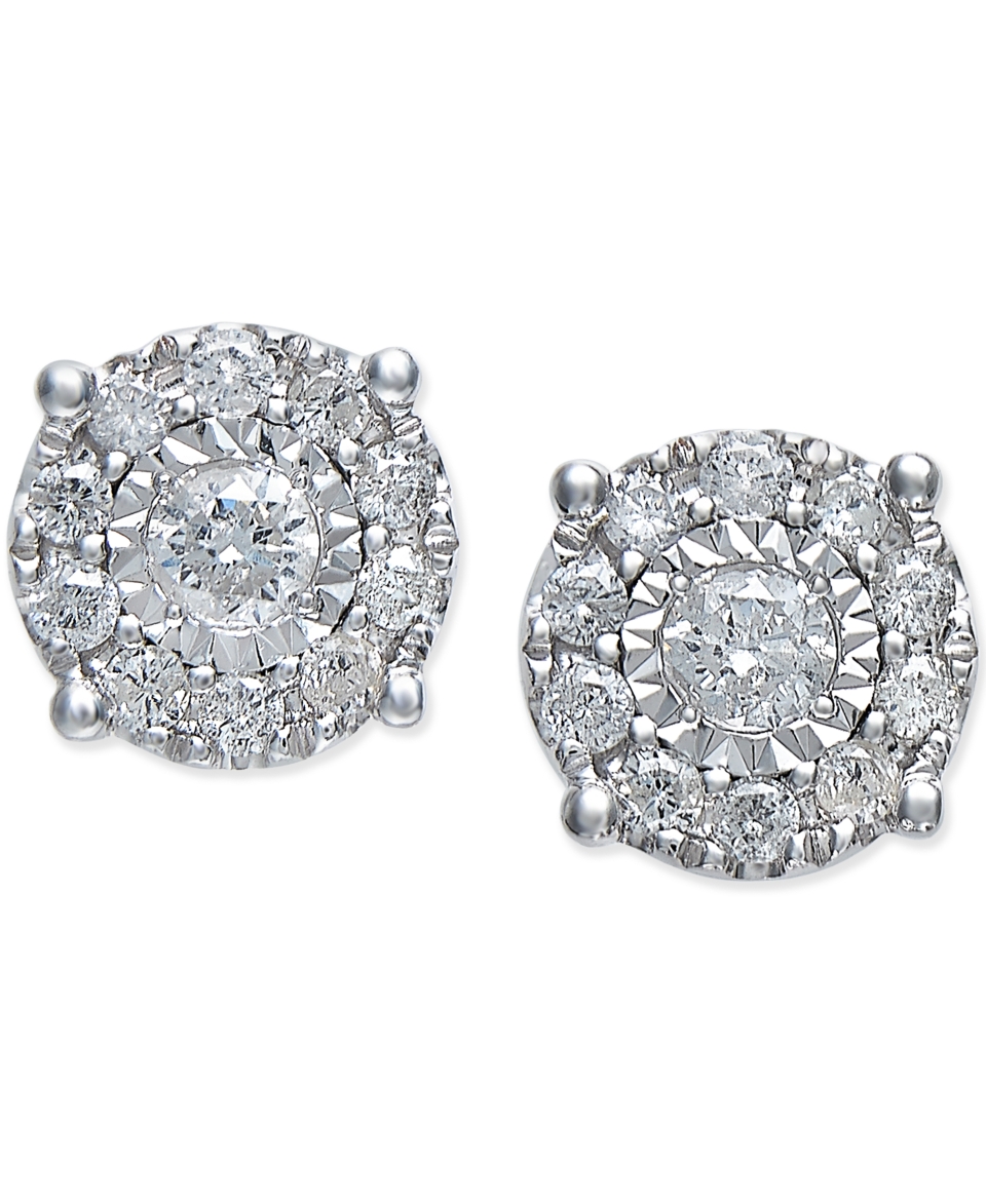 TruMiracle™ Diamond Halo Stud Earrings in 14k White Gold (1/2 ct. t