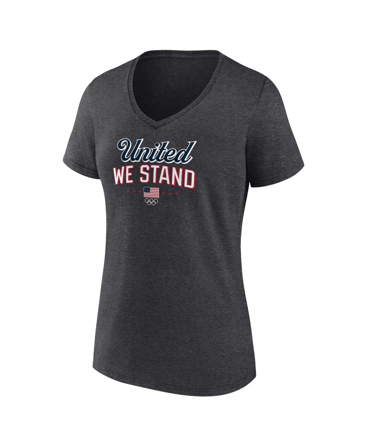 Fanatics Women's Heather Charcoal Team Usa Victory V-neck T-shirt In Heather Charcoal