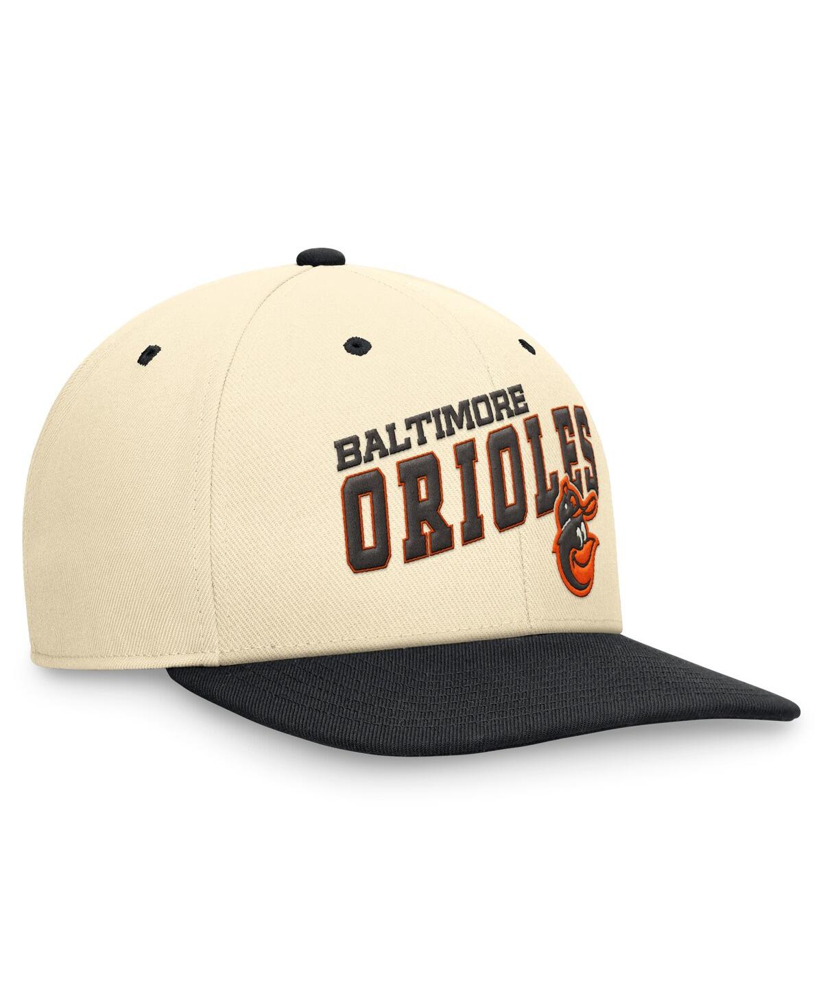 Nike Men'sBlack Baltimore Orioles Rewind Cooperstown Collection Performance Snapback Hat - Cream, Black