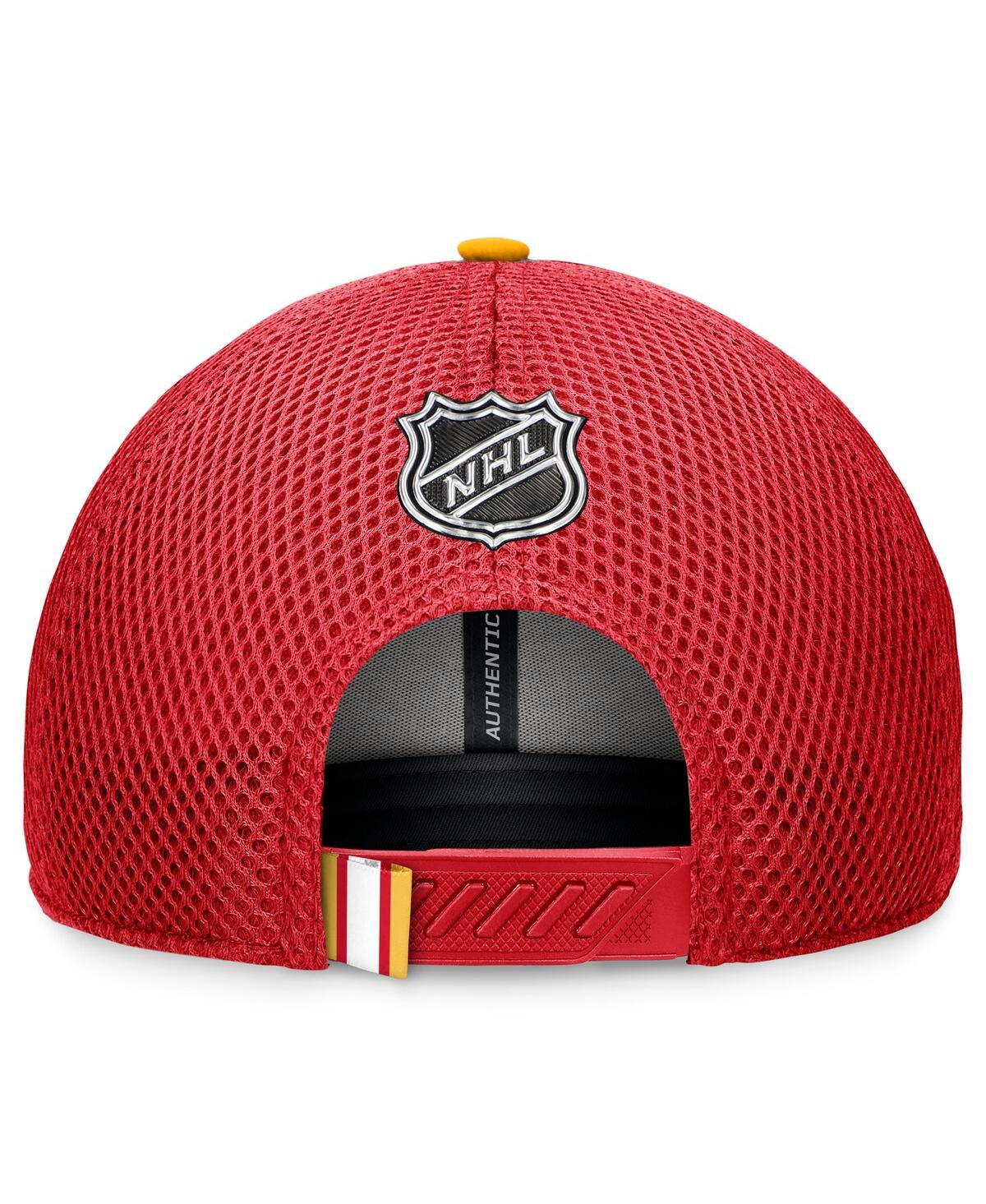 Fanatics Men's Red Calgary Flames 2024 Nhl Draft On Stage Trucker Adjustable Hat In Red,gold